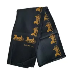 美品✨CELINE セリーヌ シルク100% 馬車 鞍 大判スカーフ ストール セリーヌ CELINE 大判スカーフ シルクスカーフ 馬車柄 馬柄