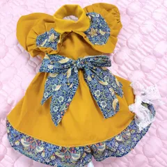 犬服　ぷっくりバルーン袖　ウィリアムモリス　ハンドメイド