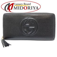 【中古】GUCCI グッチ ウォレットチェーン 598187 ラウンドジップウォレット ソーホー レザー ブラック レディース /181598