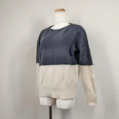 【スピックアンドスパン】ニット　セーター　バイカラー　白　黒　美品　ウール レディース　フリーサイズ　丸首　クルーネック