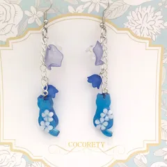 【福祉施設制作】山桜うさぎ作　フックピアス「花ネコ」NO.2119