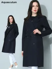 Aquascutum (アクアスキュータム) コットン ウエストベルト トレンチコート AQLTENZING3S レディース ブランド (ネイビー)のサムネイル
