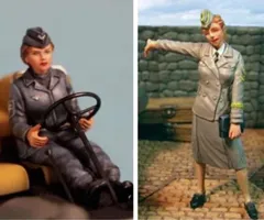 ミリタリー ミニチュア 女性兵士 2体 1/35スケール 戦車 軍用車両 女性兵 レジン 未塗装 未組立 フィギュア ジオラマ 樹脂模型 p758