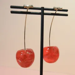 さくらんぼ ピアス アクセサリー 個性派 アクリル ポップ クリア チェリー