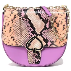 ケイトスペード バッグ katespade レザー ロビン エキゾチック スネーク パイソン柄 ミディアム チェーン 2way 斜めがけ クロスボディー ショルダー サドルバッグ ピンクモーブ WKRU6542