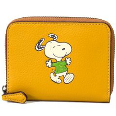 コーチ 財布 スヌーピー COACH ペブルレザー ピーナッツ コラボ スヌーピー ウォーク モチーフ ジップ アラウンド 二つ折り 財布 フラックスマルチ CE869