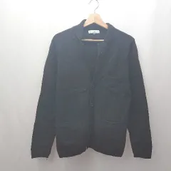 ◇ ⊇ nano universe ナノ ユニバース ウール混合 ミドルゲージ 長袖 カーディガン サイズM ブラック メンズ E  【1504240015682】