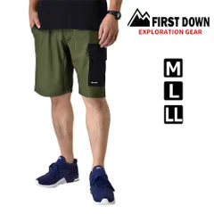 FIRST DOWN EX 《55カーキ》 新品 未使用 ファーストダウン ハーフパンツ メンズ 接触冷感 吸水速乾 UV対策 ストレッチ 水陸両用 【A6D】【メール便2】 ファッション
