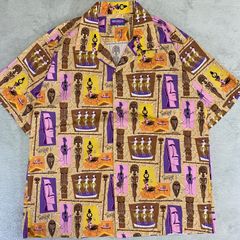 【SHAG SUNSURF】 シャグ サンサーフ コットンシャツ　開襟シャツ　総柄　オープンカラーシャツ イエロー　東洋エンタープライズ