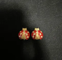 Christian Dior クリスチャンディオール イヤリング ゴールドカラー テントウムシ てんとう虫 レディバグ ヴィンテージ GP ラインストーン