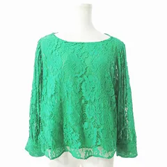 ザラ ZARA タグ付 総レース ブラウス シャツ 長袖 プルオーバー L 緑 0424