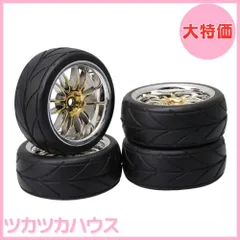 【大特価】Mxfans 4個入れ ゴールド アローパターンタイヤ RC1：10オンロードレーシングカーのため 12クロームホイール RCホイール