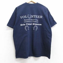 L/古着 半袖 ビンテージ Tシャツ メンズ 00s エリー 運河博物館 ボランティア コットン クルーネック 紺 ネイビー 25aug28 中古