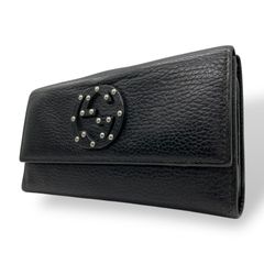 グッチ 長財布 231843 インターロッキング スタッズ 黒 レザー 男女 グッチ 長財布 231843 インターロッキング スタッズ 黒 レザー