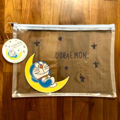 新品　ドラえもん　ファスナー付　ビニール　フラットポーチ　連絡帳　手帳入れ