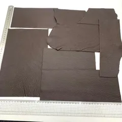国産レザー　ハギレ　クロム革シュリンクエンボス　1.5ｍｍ　チョコ　濃茶　革　本革　牛革　レザークラフト　送料無料　240529-2のサムネイル