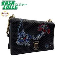 【Christian Dior】クリスチャン・ディオール  ディオラマ レザー チェーンショルダーバッグ ブラック