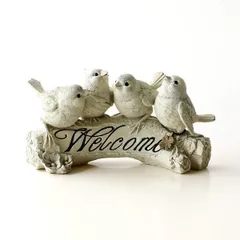 小鳥 オーナメント ガーデニング オブジェ おしゃれ 置物 バード 玄関 雑貨 Welcome かわいい インテリア