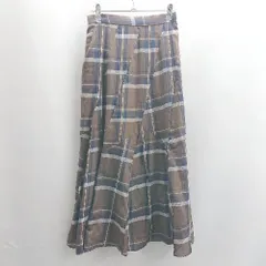 ◇ Θ GLOBAL WORK グローバルワーク チェック柄 ロング フレア スカート サイズMEDIUM ブラウン レディース E  【1503050021395】