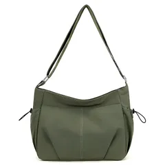 【新品】 [Manatsulife] ショルダーバッグ レディース 斜めがけ 無地 ナイロン生地 大容量 トートバッグ 多ポケット 軽量 防水 通勤 日常用 旅行 おしゃれ 6色展開 B1612 (グリーン) 1