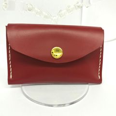 本革 カードケース 名刺入れ	赤	ハンドメイド/工房エールヨコハマ