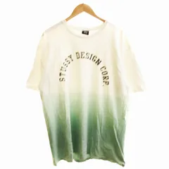 ステューシー STUSSY Tシャツ 半袖 カットソー 丸首 文字 プリント グラデーション 白 ホワイト 緑 グリーン XL /MMのサムネイル