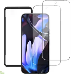 iXinQu Google Pixel 10 / Pixel 10 Pro 用 ガラスフィルム 2枚入 指紋認証対応 グーグルピクセル 9 / 9 Pro 対応 液晶保護フィルム ガイド枠付き 自動吸着 硬度9H 耐衝撃 a a