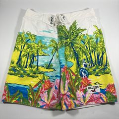 【新品】Hollister サーフパンツ 水着 S ホワイト 海 プール フェス【M51】