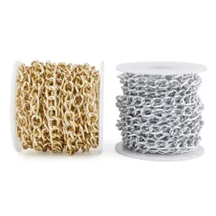 【新着商品】Beadthoven 2巻セット 幅6.5mm ゴールド＆シルバー アルミチェーン 喜平チェーン カーブチェーン リンクチェーン ネックレス ブレスレット バッグ用チェーン アクセサリーパーツ ジュエリー用 DIY ハンドメイド オーナメント 手芸