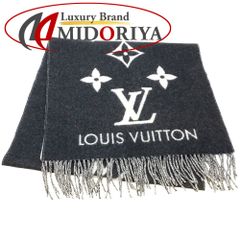 LOUIS VUITTON ルイヴィトン マフラー LV エシャルプ レイキャビックスタッディー M71040 ブラック グレー レディース/181629【中古】