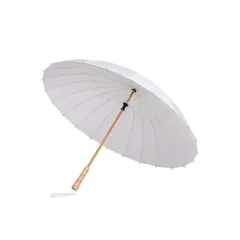 和傘 和風 軽い 24本骨 晴れ 雨 兼用 梅雨 対策 木製 手元 長傘 紳士傘 雨傘 番傘 撥水 耐風 グラスファイバー (ホワイト) [ホワイト]