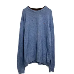 TOMMY HILFIGER コットン混紡 ニット セーター XL ライトブルー レイヤードネック トミーヒルフィガー 古着卸 アメリカ仕入 a612-7056