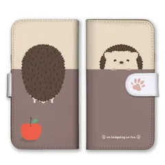 あんしんスマホ KY-51B ケース 手帳型 スマホケース 携帯ケース ハリネズミ はりねずみ 針鼠 りんご リンゴ かわいい ペット おしゃれ ベージュ 水色 カラー03