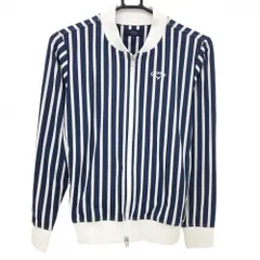 キャロウェイ ジャケットブルゾン ネイビー×白 ストライプ ロゴ刺しゅう  レディース M ゴルフウェア Callaway