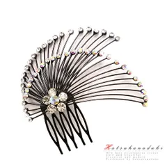 髪飾り 成人式 振袖 袴 花 浴衣 夏祭り 花火大会 黒 ラインストーン キラキラ おしゃれ かわいい 個性的 かんざし コーム型 和 No.9-4371