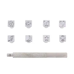 【特価商品】手作り 手芸 刻印セット ネックレス刻印 ミックス図案 ハート ハンドメイド 星 花 月 レザー刻印 打刻印セット ツール 金属刻印セット 9点セット PandaHall PH