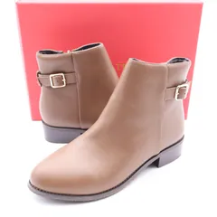 【ブーツ Sサイズ】ブラウン ORiental TRaffic オリエンタルトラフィック 茶色 シューズ レディース用 ヒール シンプル 無地 メタリックラインベルトヒールブーツ