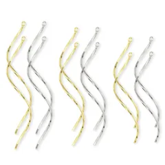 【在庫処分】シルバー ゴールド ハンドメイド ウェーブ 金具 チャーム 素材 スティック ひねり 3サイズ パーツ 12個セット ピアス