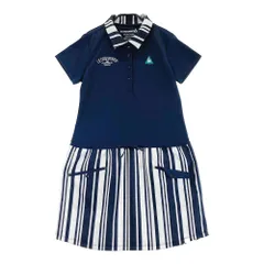 サイズ：M LE COQ GOLF ルコックゴルフ  半袖ポロワンピース ストライプ柄 ネイビー系 [240101342915] ゴルフウェア レディース ストスト