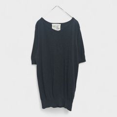 【美品】【アンティカ】『antiqua』[ニットトップス] 半袖 チュニックニット ブラック 黒系 (M) 商品A2315 管理D