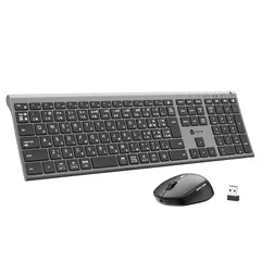 【人気商品】JIS日本語配列 フルサイズ Bluetooth＆2.4G テンキー付き マウス4段調節可能DPI 静音 ワイヤレス 薄型 軽量 無線 マウスセット Type-C充電式 パンタグラフ式 デュアルモード キーボード パソコンPC Windows/Ma