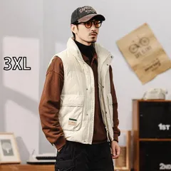 [3XL ]メンズ ファッション 服 男性用 オシャレ シンプル 大人 かっこいい ストリート アメリカン ワーク ウェア ダウン ベスト アウター ベスト カジュアル ベスト ジャケット 