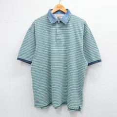 XL/古着 エディーバウアー 半袖 ラガー シャツ メンズ 00s 鹿の子 大きいサイズ コットン 緑他 グリーン ボーダー spe 25aug23 中古 トップ
