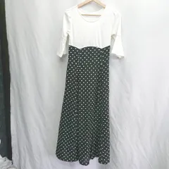 ◇ ◎Θ nano universe ナノ ユニバース 水玉柄 半袖 ロング丈 ワンピース サイズ ブラック　ホワイト系 レディース E  【1505130007862】