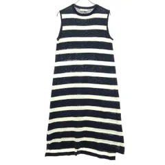 SM2 サマンサモスモス ボーダー柄 ノースリーブ 膝丈ワンピース M ネイビー系 レディース 古着