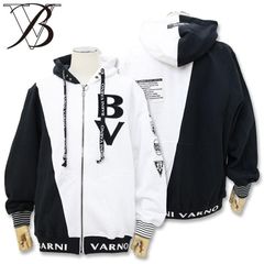 バーニヴァーノ 切替 デザイン BV ロゴ ジップアップ パーカー LLサイズ ホワイト BARNI VARNO BAW-MST4838