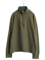 【お得なクーポン配布中!】 ノースフェイス ハーフジップ ニット セーター メンズ L 古着 The North Face アウトドア コットン ウール プルオーバー ハイネック カーキ