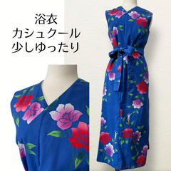 Kanataの浴衣カシュクール  Lサイズ  青 花 2025-②