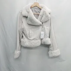 ◇ ⊆ マーブルワルツ ファー　袖口汚れ有 長袖 ジャケット サイズL ホワイト系 レディース E  【1505220003187】