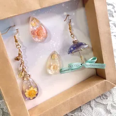 花の雨🌸☔レジンの傘ピアス🎗【4点セット】